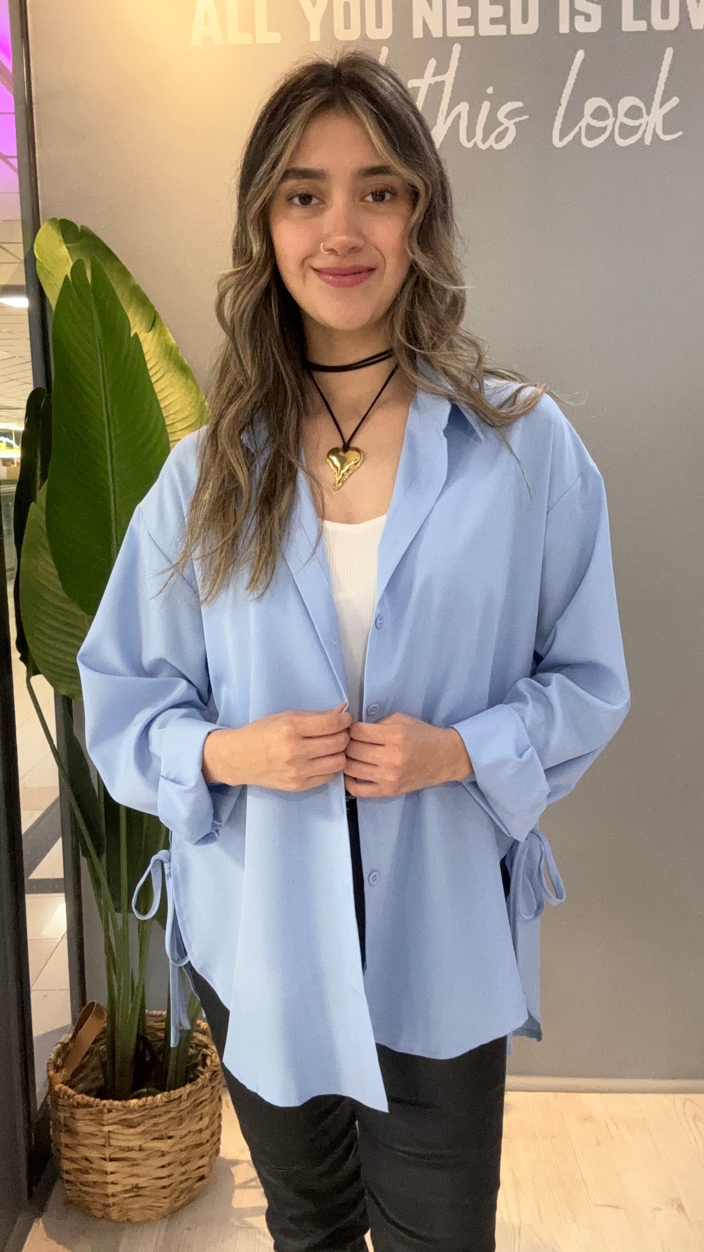 BLUSA OVERSIZE CELESTE