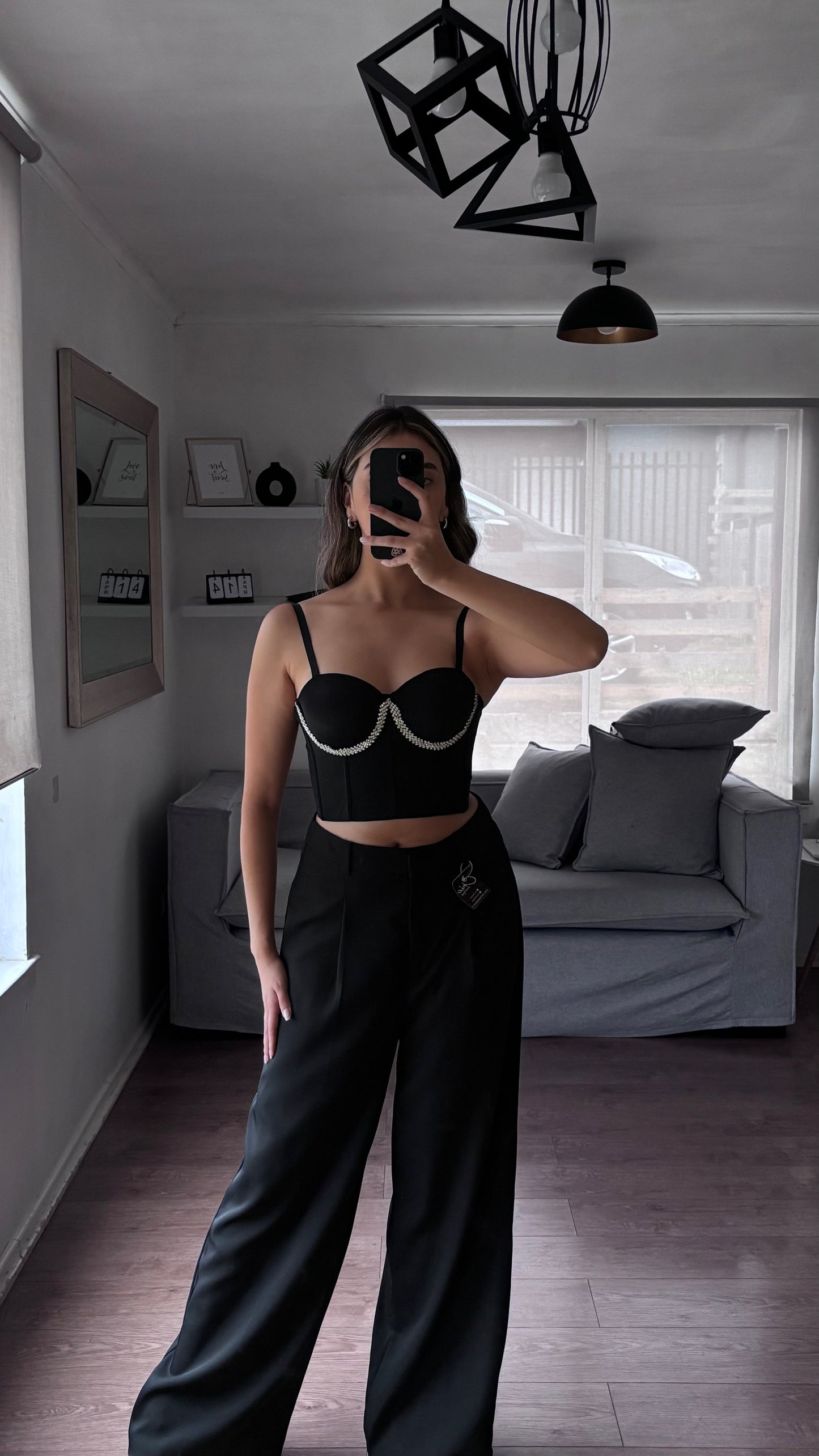CORSÉ BUSTIER NEGRO CON APLICACIONES