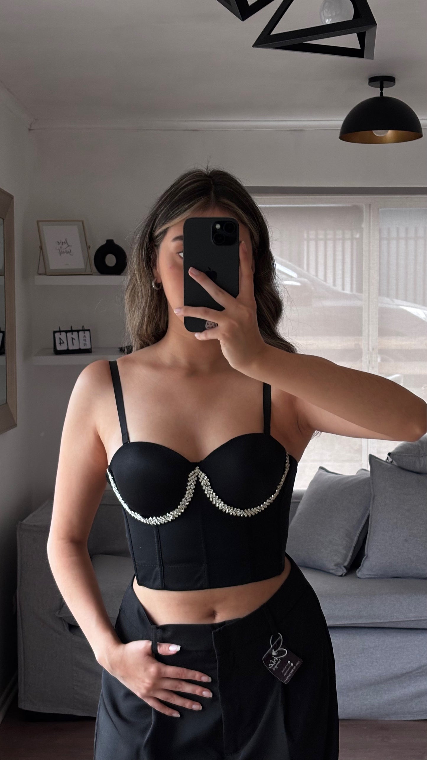 CORSÉ BUSTIER NEGRO CON APLICACIONES