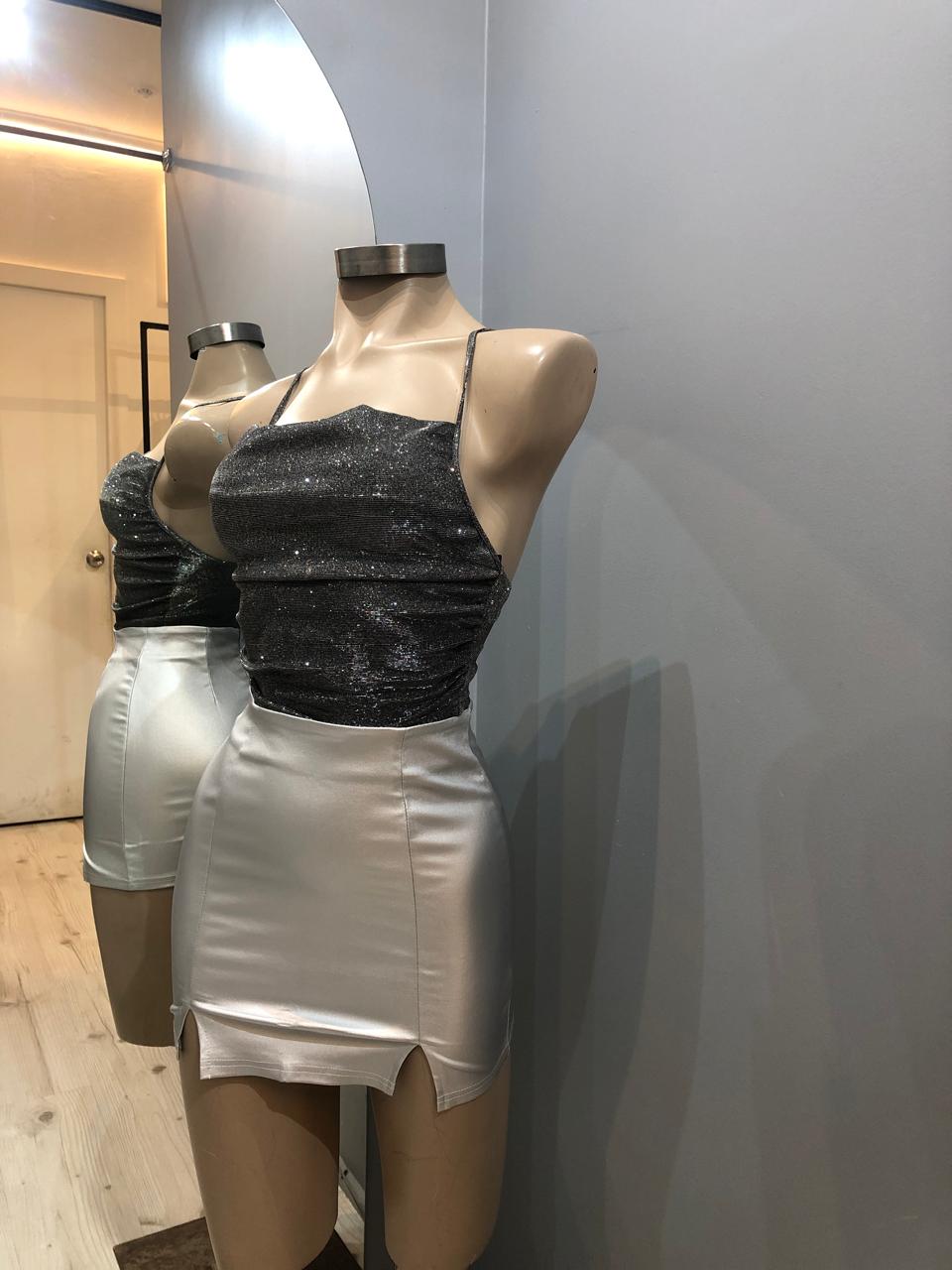 CROP BILLANTE PLATEADO
