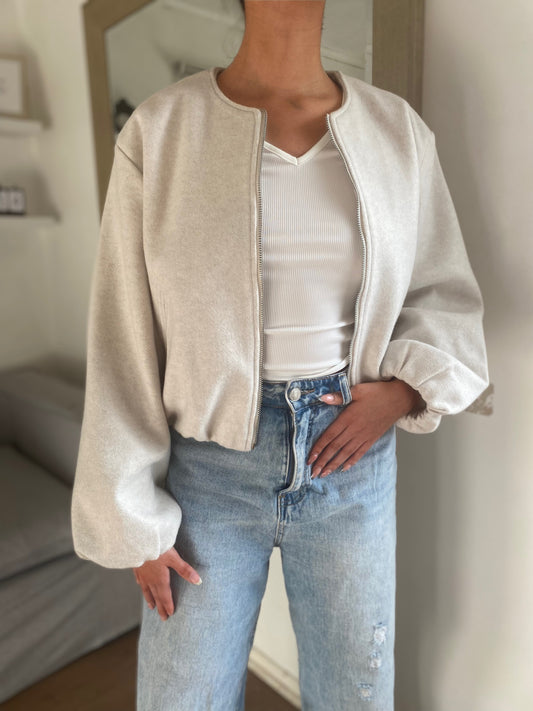 BOMBER PAÑO BEIGE