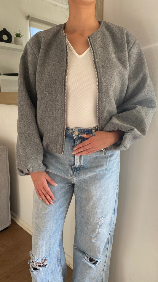 BOMBER PAÑO GRIS