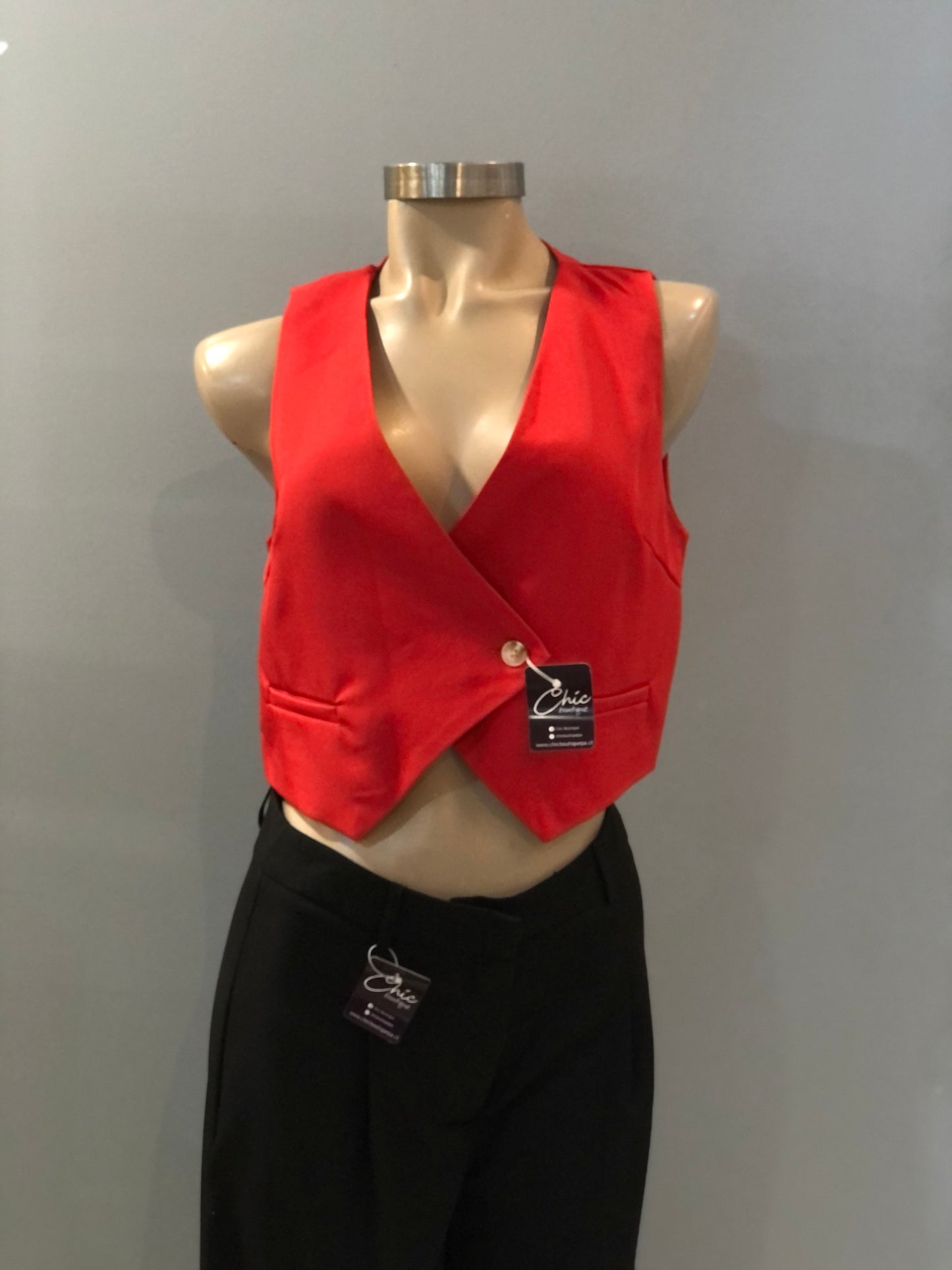 CROP VEST ROJO