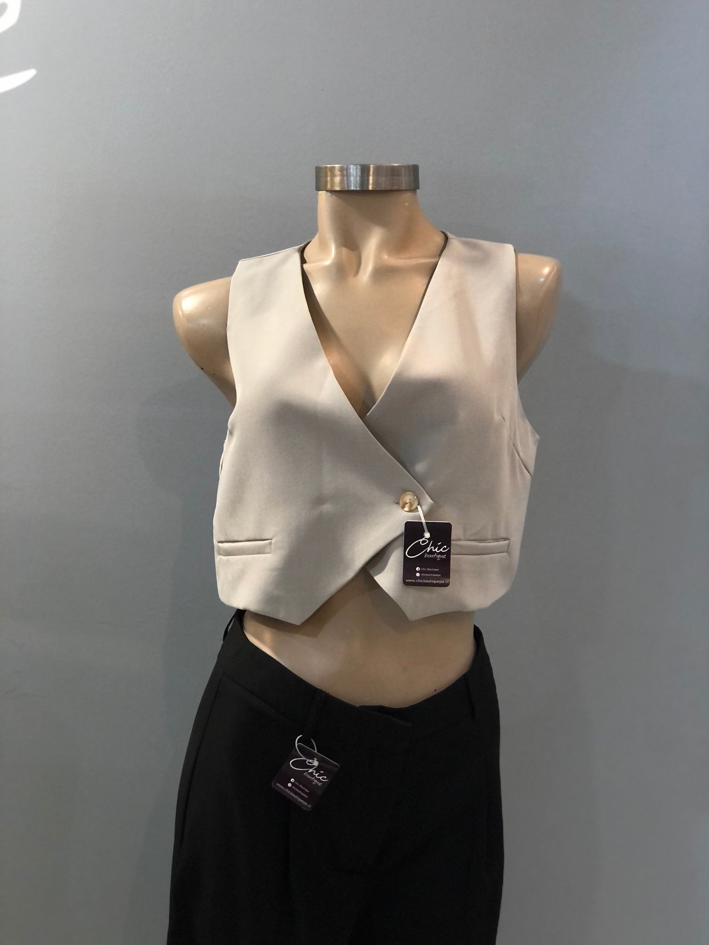 CROP VEST GRIS