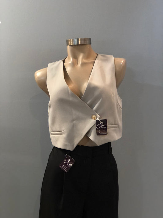CROP VEST GRIS