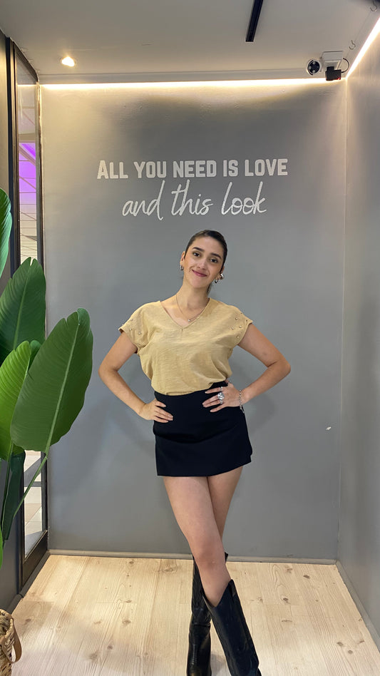 TOP CUELLO V TENDENCIA CAQUI