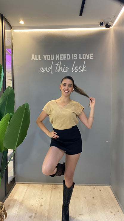 TOP CUELLO V TENDENCIA CAQUI