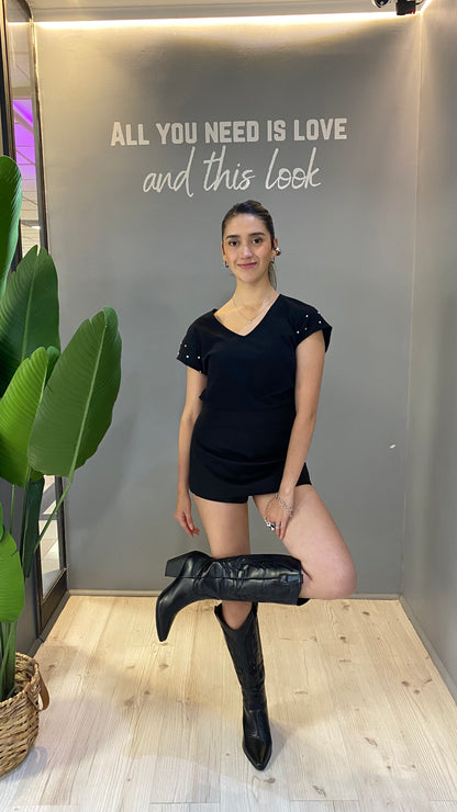 TOP CUELLO V TENDENCIA NEGRO