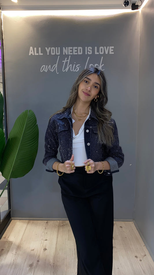 CASACA BRILLOS NEGRA J