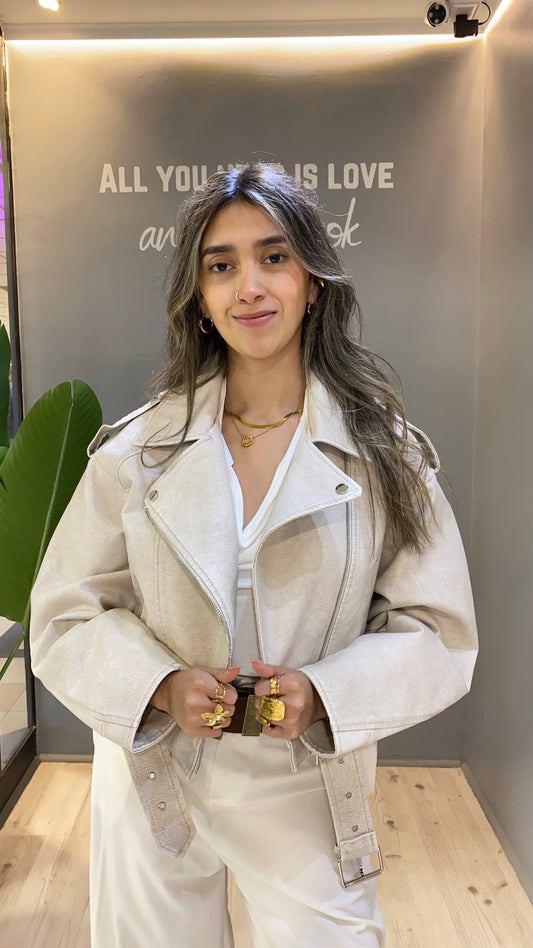 CASACA ECOCUERO BEIGE