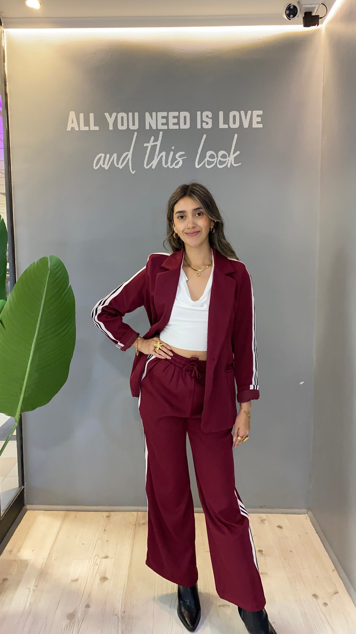 BLAZER BURDEO CON LÍNEAS - S