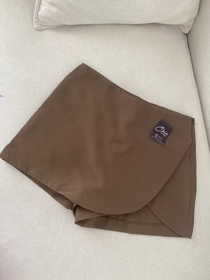 FALDA SHORT SASTRERA CAFÉ