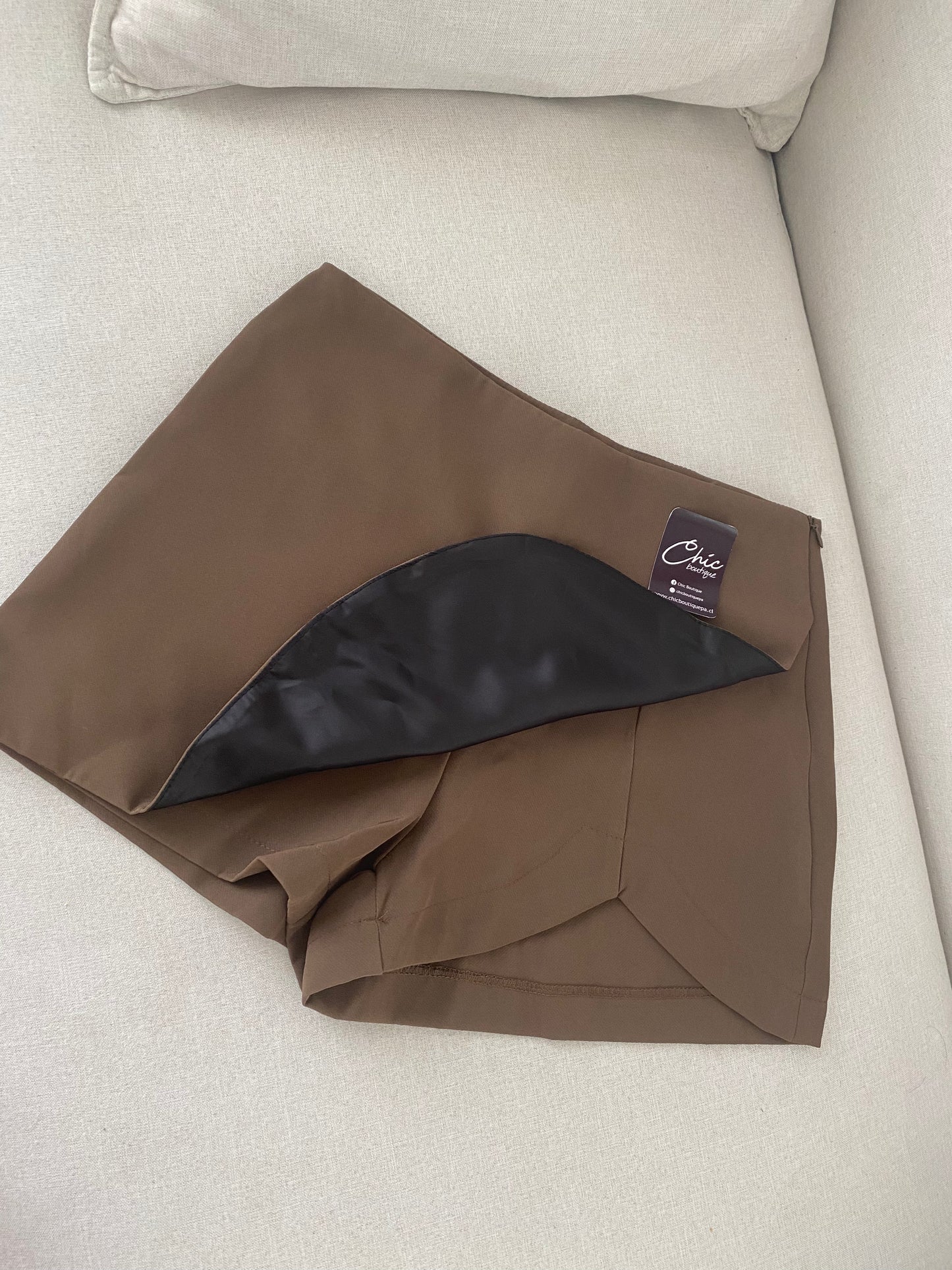 FALDA SHORT SASTRERA CAFÉ