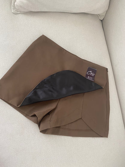 FALDA SHORT SASTRERA CAFÉ