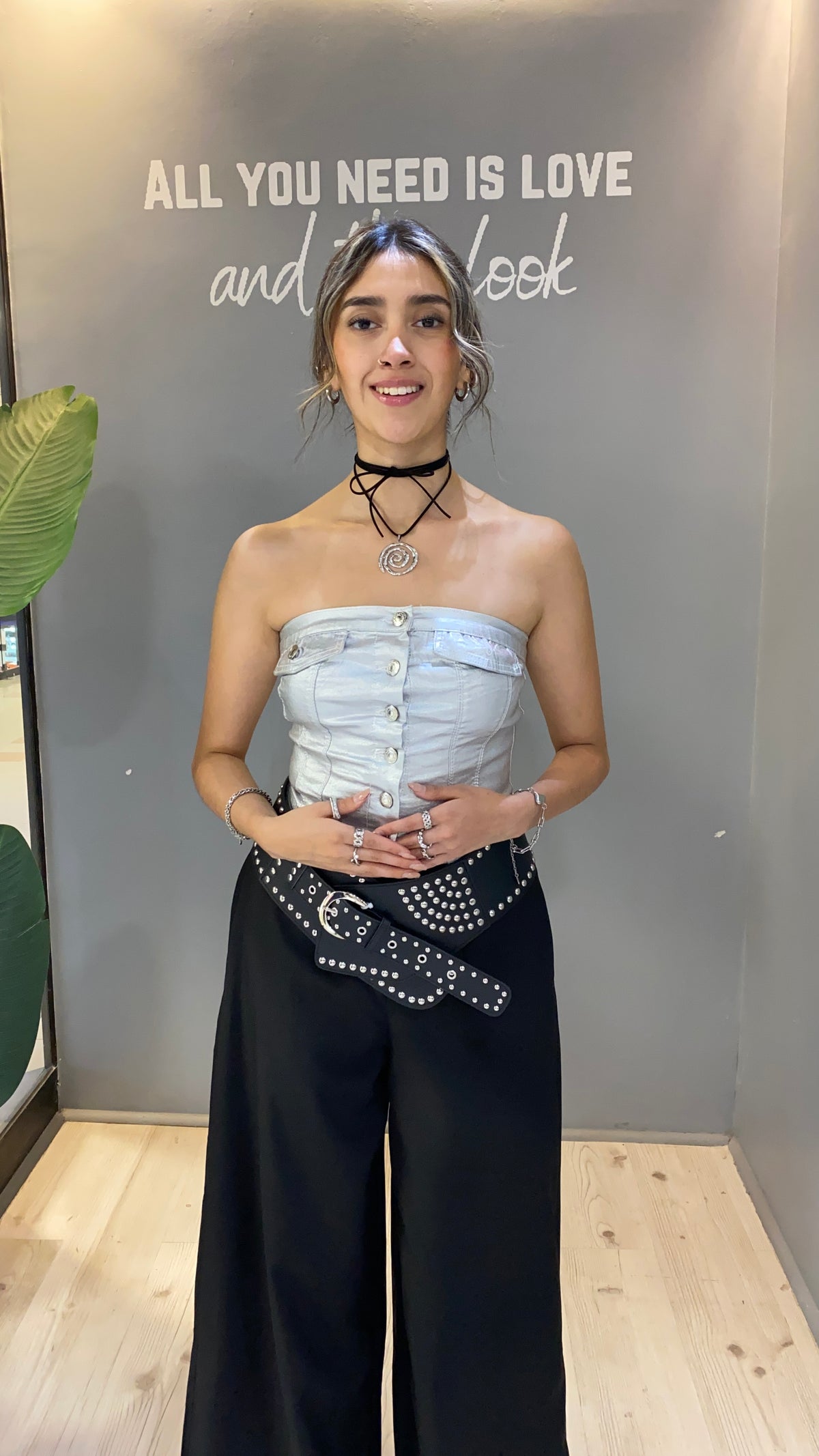 Corsé Strapless Plateado - M