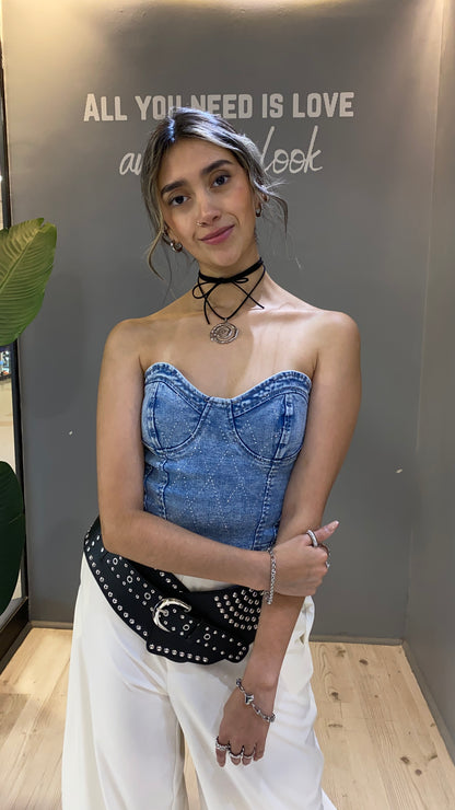 CORSÉ JEANS STRAPLESS BRILLANTE