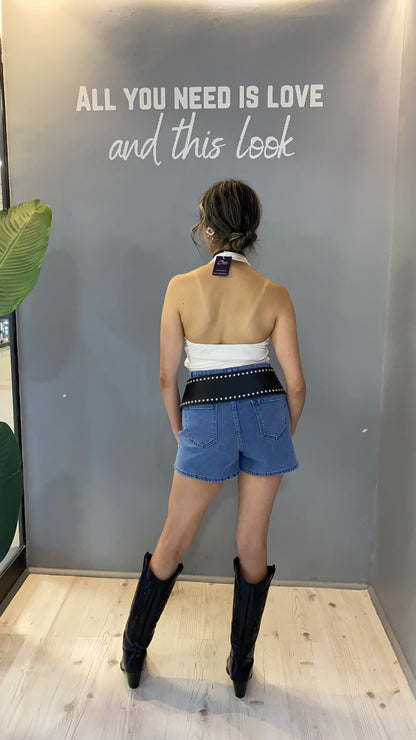 SHORT JEANS BRILLANTE AZUL