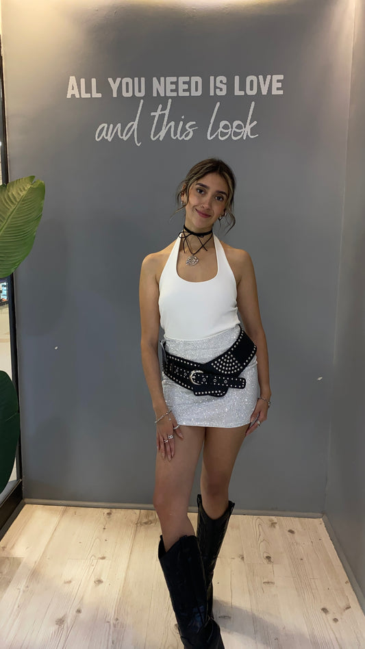 FALDA BRILLANTE BLANCA