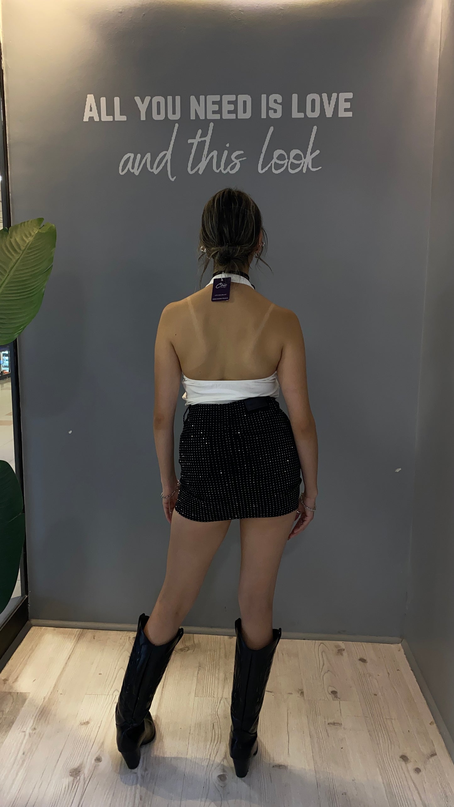FALDA NEGRA JEANS BRILLANTE