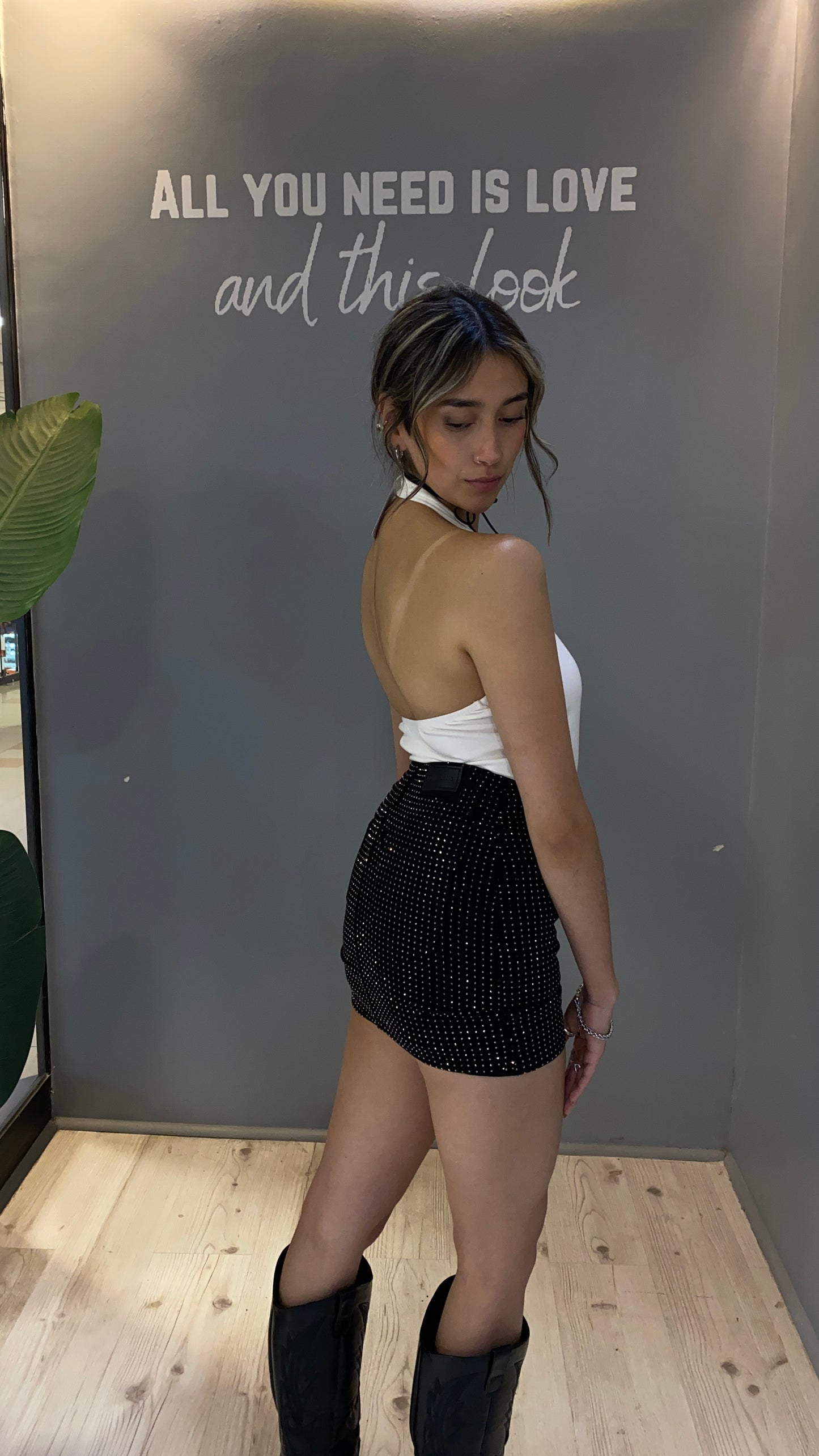 FALDA NEGRA JEANS BRILLANTE