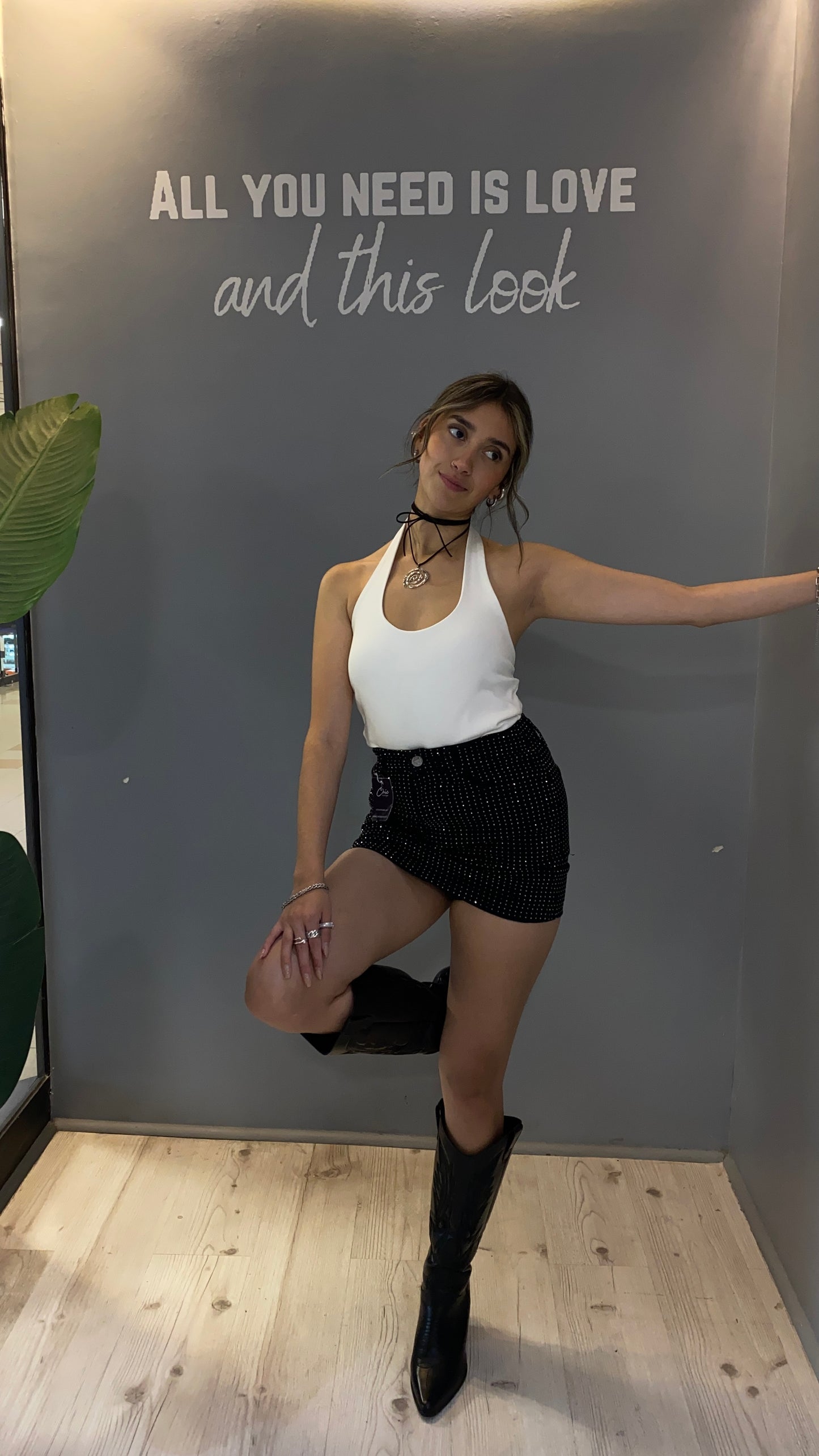 FALDA NEGRA JEANS BRILLANTE