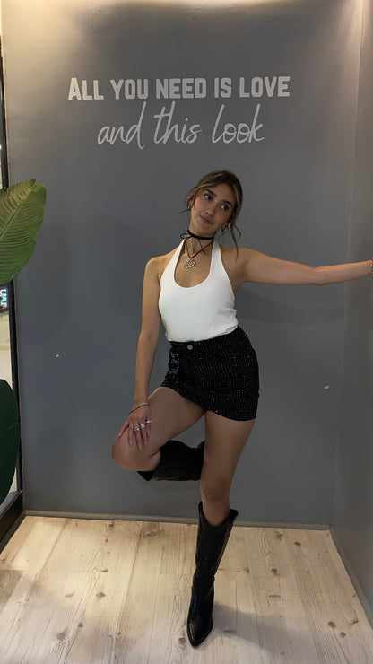 FALDA NEGRA JEANS BRILLANTE