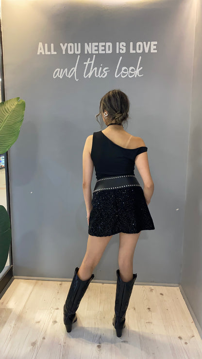 FALDA LENTEJUELAS NEGRA