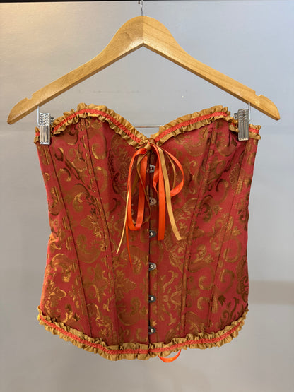 CORSÉ VICTORIANO NARANJA DETALLES DORADOS