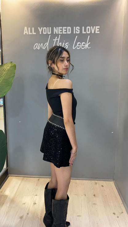 FALDA LENTEJUELAS NEGRA