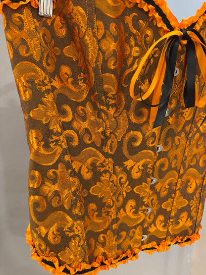 CORSÉ VICTORIANO NARANJO CON DETALLES NEGROS