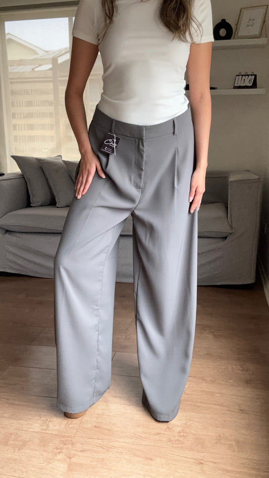 PANT GRIS WIDE LEG SASTRERO