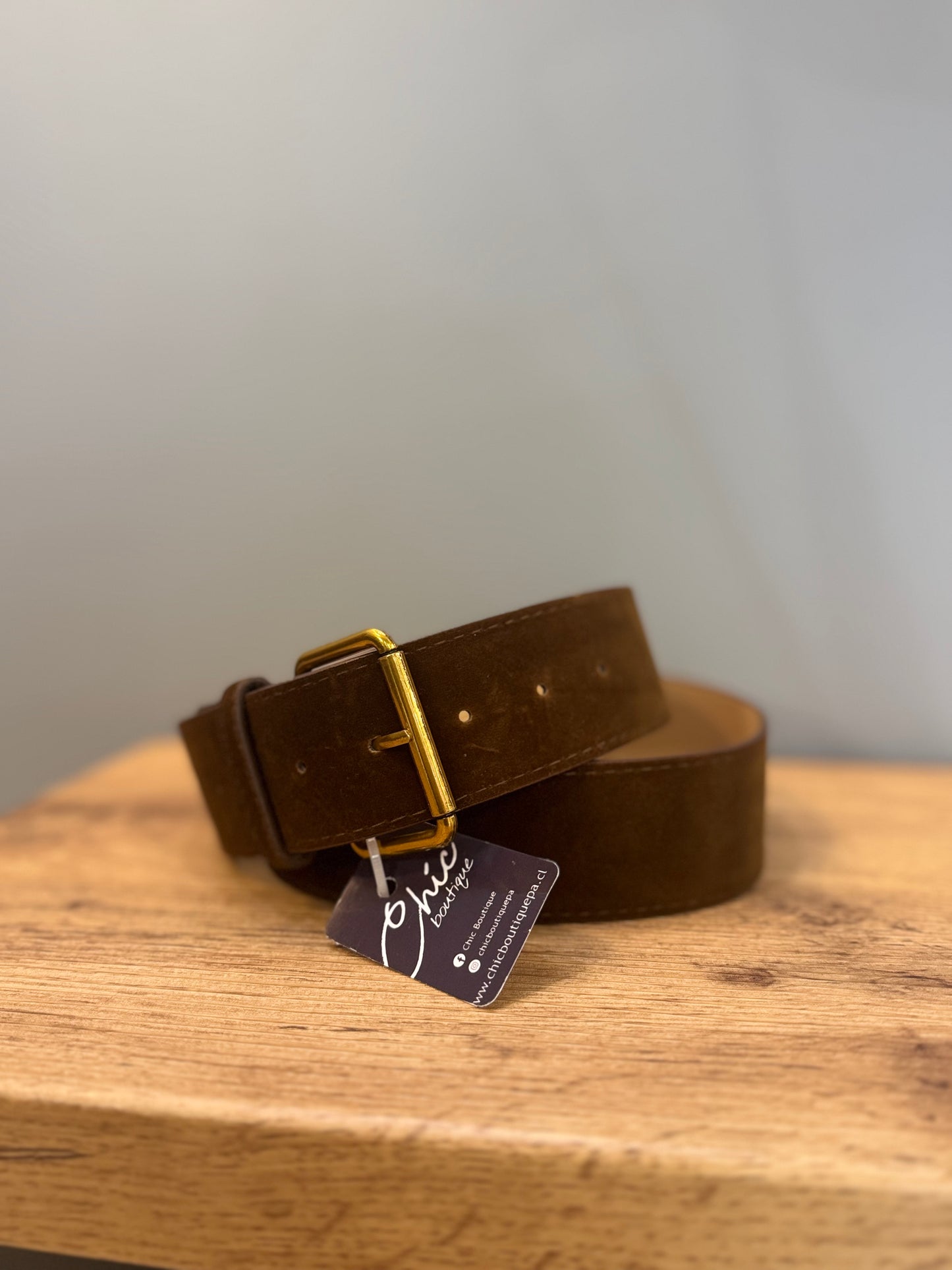 CINTURÓN GAMUZADO CAFÉ