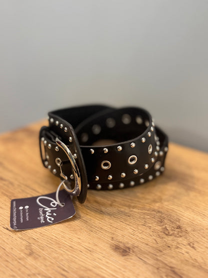 CINTURÓN MAXI TACHAS NEGRO