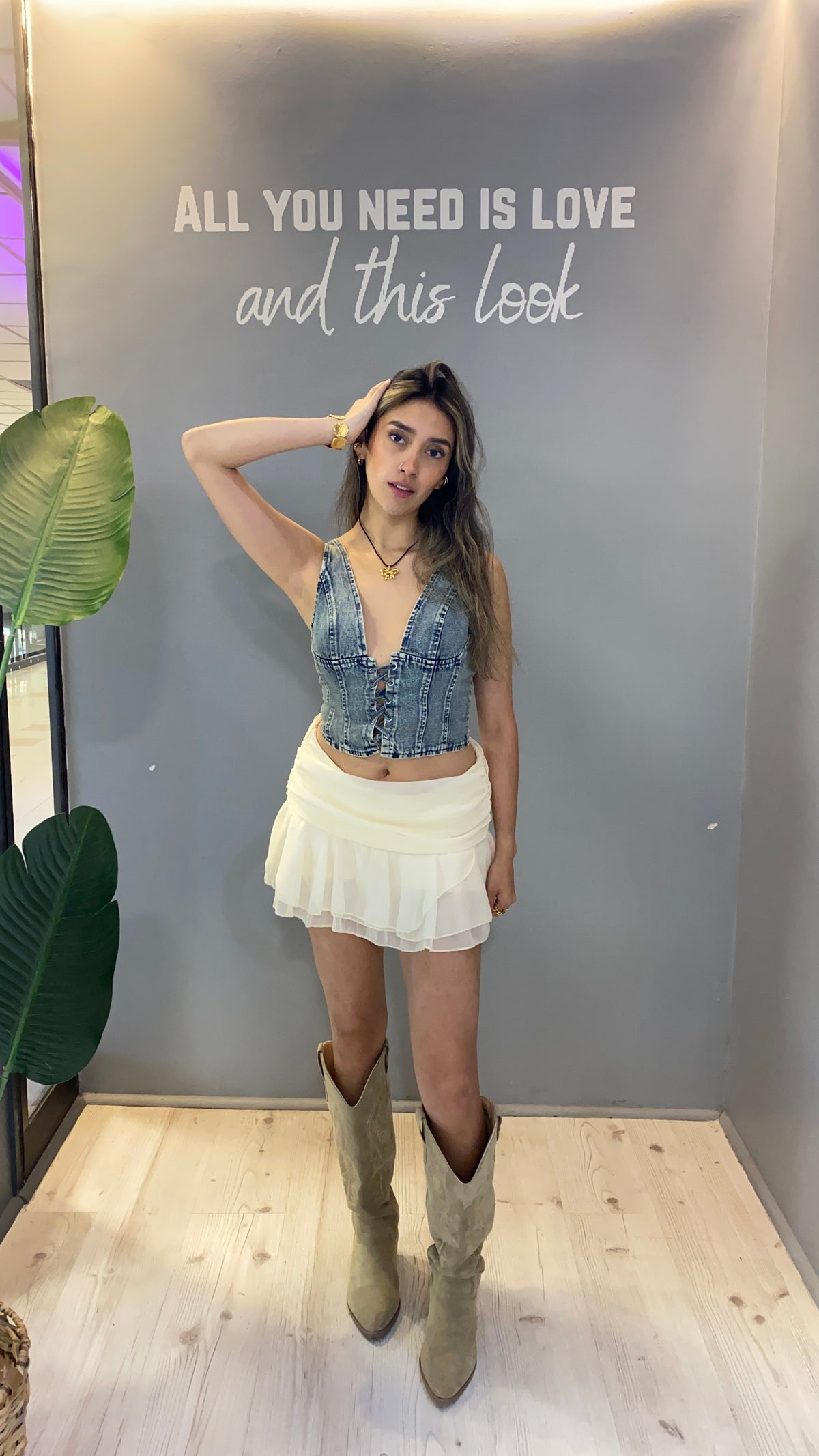 FALDA VOLUMEN BEIGE - 34
