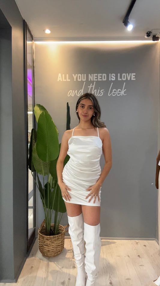 VESTIDO SATINADO BLANCO