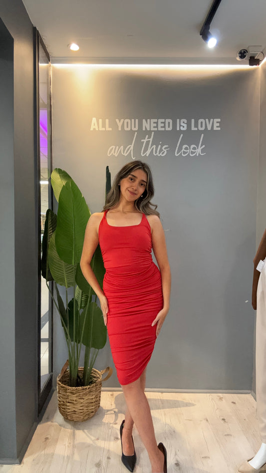 VESTIDO MIDI ROJO