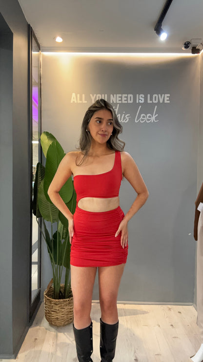 VESTIDO ASIMÉTRICO ROJO