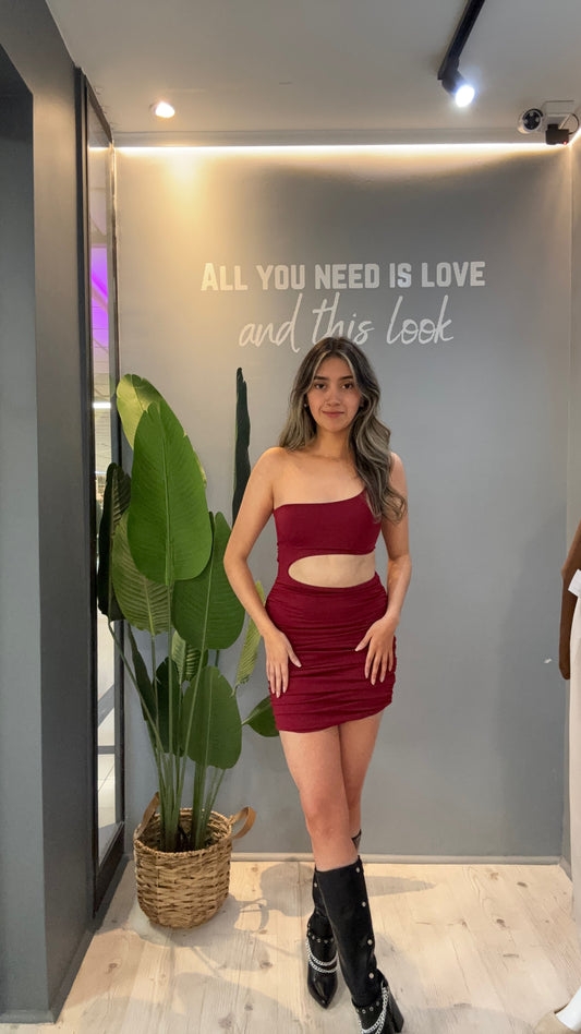 VESTIDO  ASIMÉTRICO BURDEO