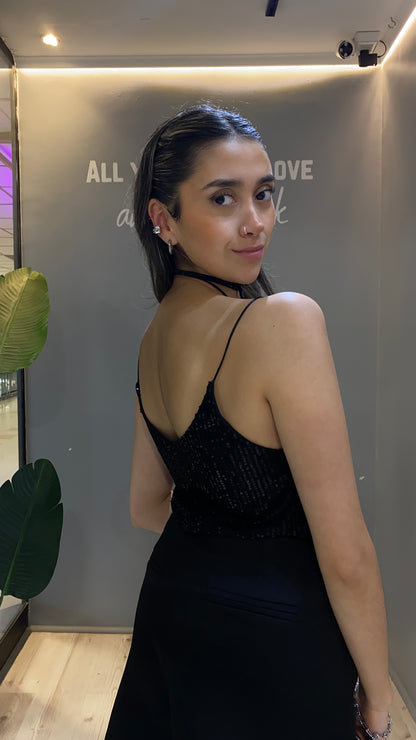 TOP LENTEJUELAS NEGRA II