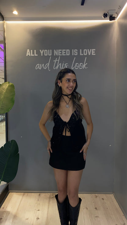 TOP LENTEJUELAS NEGRA