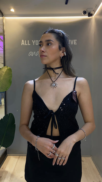 TOP LENTEJUELAS NEGRA