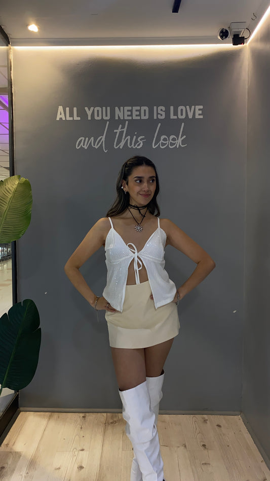 TOP LENTEJUELAS BLANCO