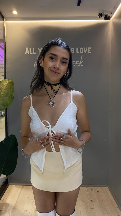 TOP LENTEJUELAS BLANCO
