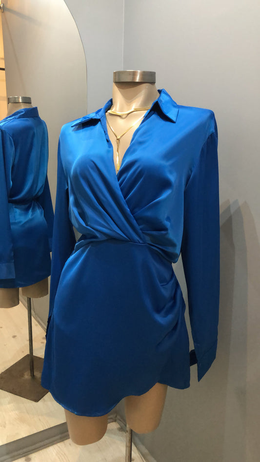 VESTIDO SATINADO AZUL