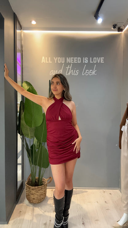VESTIDO ESCOTE MULTIFORMA BURDEO