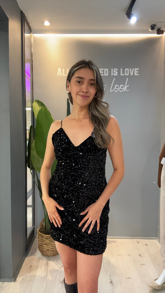 VESTIDO LENTEJUELAS NEGRO