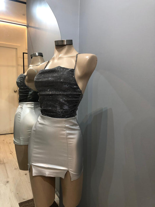 CROP BILLANTE PLATEADO