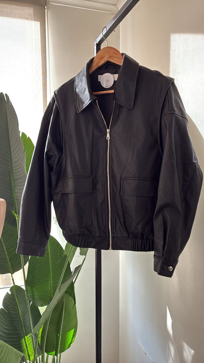 CHAQUETA ECOCUERO NEGRO